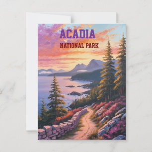 Acadia Herbstklippen Vintage Küstenlandschaft Postkarte