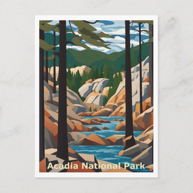 Acadia Maine Abstrakt Grafik Design Postkarte (Vorderseite)