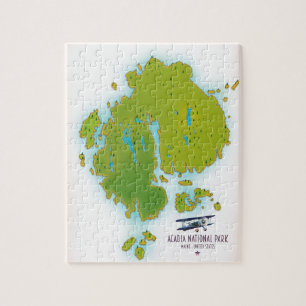Acadia, Maine National Park Karte Reiseplan. Puzzle