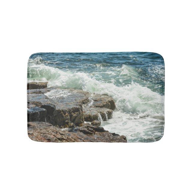 Acadia Maine Ocean Waves Blue Badematte (Vorderseite)
