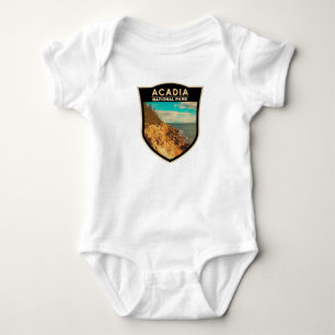 Acadia National Park Bar Harbor Aquarell-Abzeichen Baby Strampler