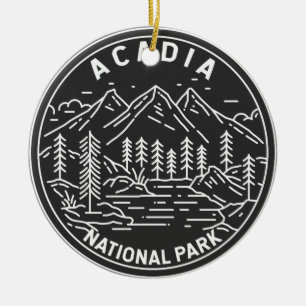 Acadia National Park Bar Harbor Monoline  Keramik Ornament