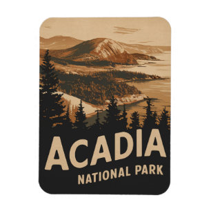 Acadia National Park Bar Harbor Vintage Kunst Magnet