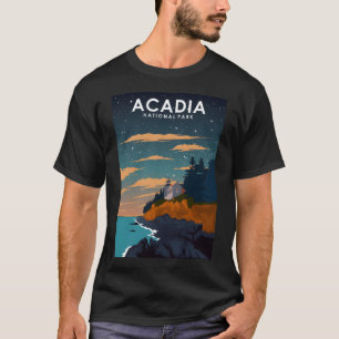 Acadia National Park bei Nacht Vintage Minimal Ret T-Shirt