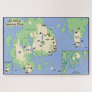 Acadia National Park Illustrierte Landkarte-Puzzle Puzzle