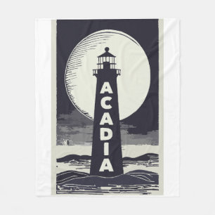 Acadia National Park Lighthouse Moon Fleecedecke