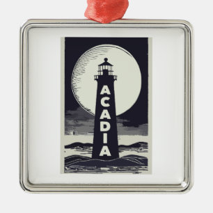 Acadia National Park Lighthouse Moon Ornament Aus Metall