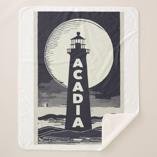Acadia National Park Lighthouse Moon Sherpadecke (Vorderseite)