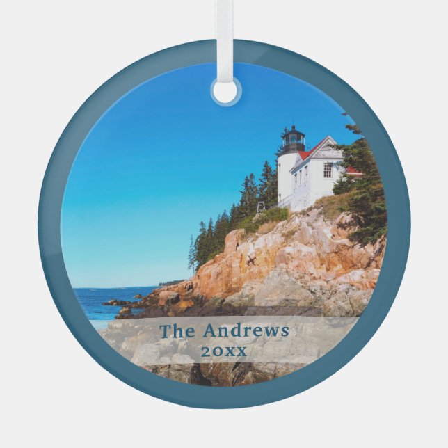 Acadia National Park Lighthouse Ornament Aus Glas (Vorderseite)