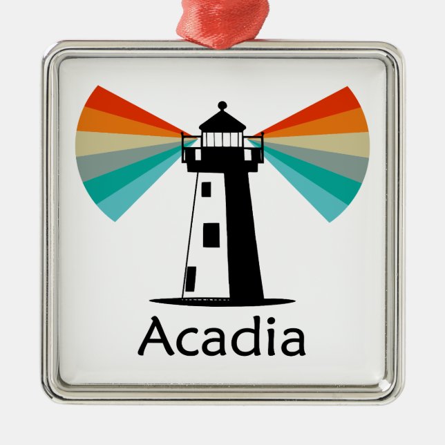 Acadia National Park Lighthouse Rainbow Ornament Aus Metall (Vorne)