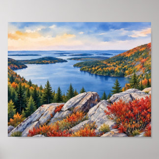 Acadia National Park Maine Aquarell Poster