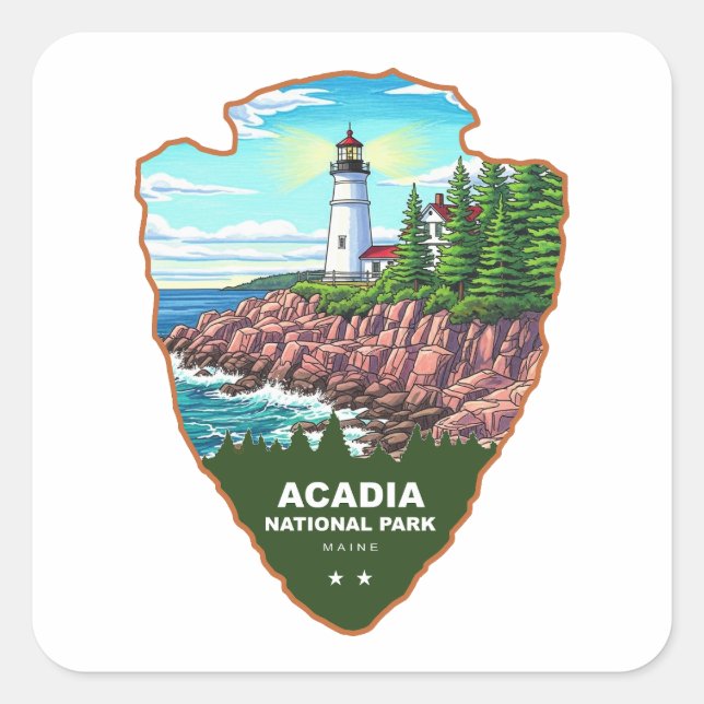 Acadia National Park Maine Arrowhead Quadratischer Aufkleber (Vorderseite)