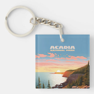Acadia National Park Maine Küste Retro Schlüsselanhänger