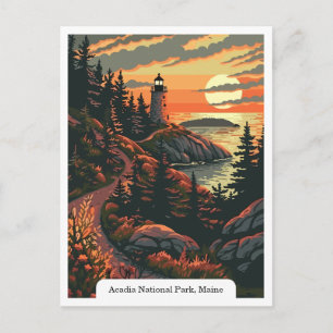 Acadia National Park, Maine Leuchtturm Reise Postkarte