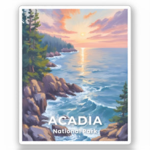 Acadia National Park Maine Malerei Reise Kunst Aufkleber