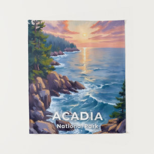 Acadia National Park Maine Malerei Reise Kunst Wandteppich