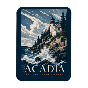 Acadia National Park Maine Moderne Holzschnitt-Rei Magnet