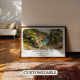 Acadia National Park Maine Poster, Aquarell Poster