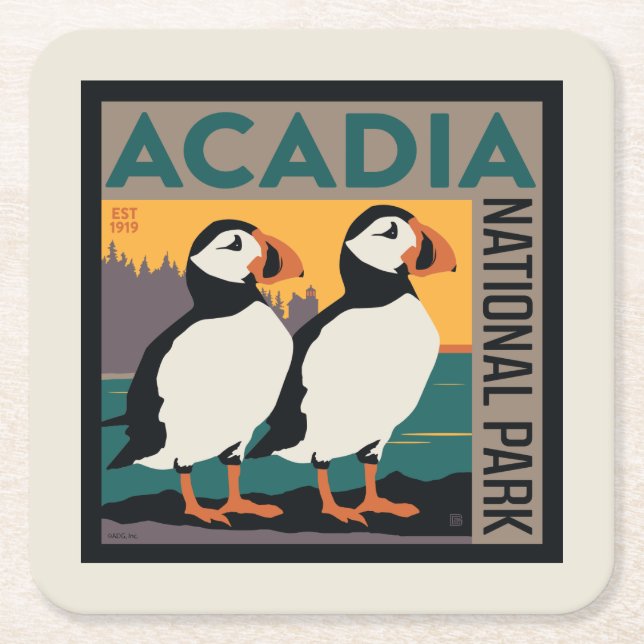 Acadia National Park, Maine | Puffins Rechteckiger Pappuntersetzer (Vorderseite)