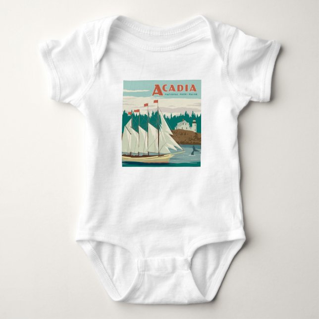Acadia National Park, Maine | Sailboat & Whale Baby Strampler (Vorderseite)