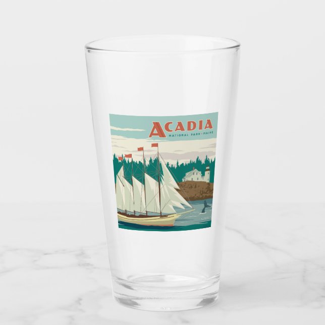 Acadia National Park, Maine | Sailboat & Whale Glas (Vorderseite)