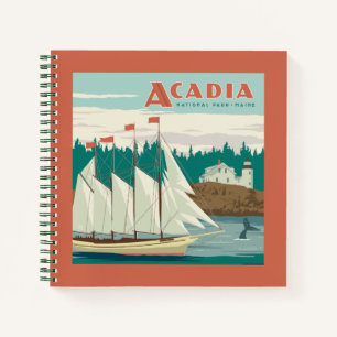 Acadia National Park, Maine   Sailboat & Whale Notizbuch