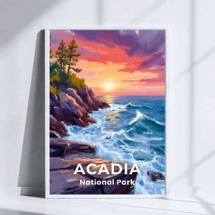 Acadia National Park   Otter Cliffs Maine Reise Poster