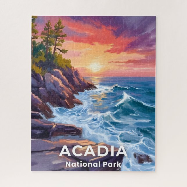 Acadia National Park | Otter Cliffs Maine Reise Puzzle (Vertikal)