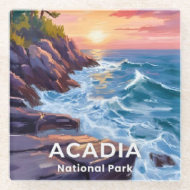 Acadia National Park | Otter Cliffs Maine Travel Glasuntersetzer