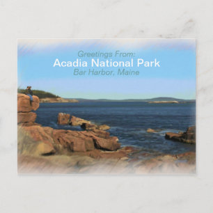 Acadia National Park Painted Souvenier Postcard Postkarte