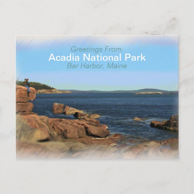 Acadia National Park Painted Souvenier Postcard Postkarte (Vorderseite)