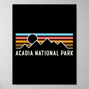 Acadia National Park Retro Berglinien Camping Poster