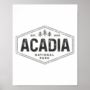 Acadia National Park Shirt Vintage Baum Sechseck B Poster