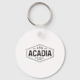 Acadia National Park Shirt Vintage Baum Sechseck B Schlüsselanhänger