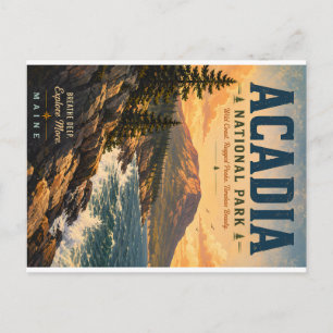 Acadia National Park Vintage-Illustration mit Tepp Feiertagspostkarte