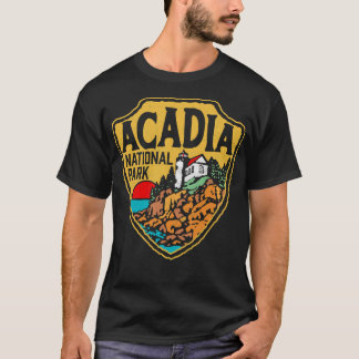 Acadia National Park Vintage Style Abzeichen W Mai T-Shirt