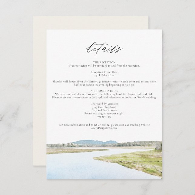 ACADIA NATIONAL PARK Wedding Details Card Einladung (Vorne/Hinten)