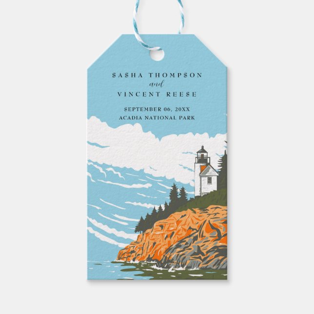 Acadia National Park Wedding Retro Geschenkanhänger (Vorderseite)