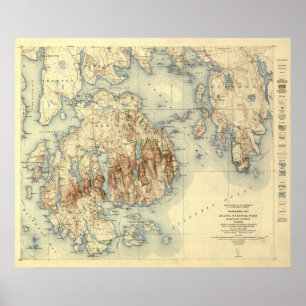Acadia National ParkTopographic Panoramic Map Poster