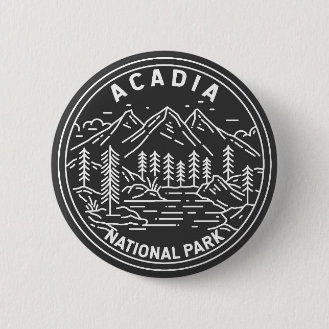 Acadia Nationalpark Bar Hafen Monoline Button (Vorderseite)