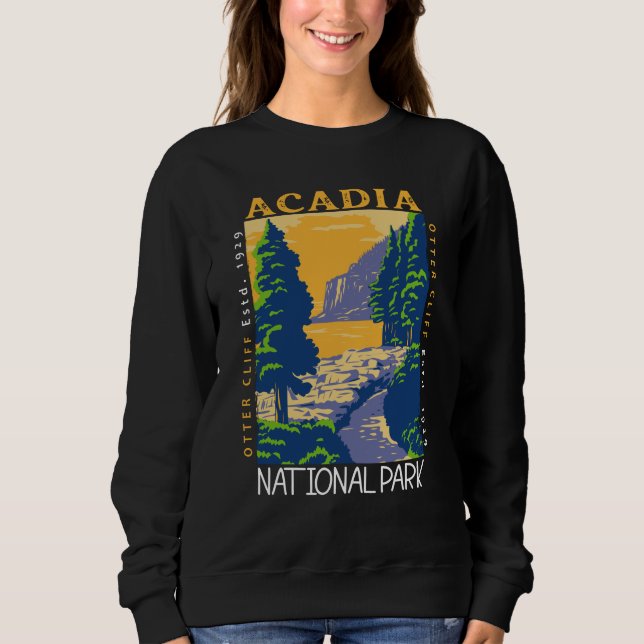 Acadia Nationalpark Bar Hafen Otter Cliff Retro Sweatshirt (Vorderseite)