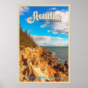 Acadia Nationalpark Bar Hafen Wasserfarbe Poster