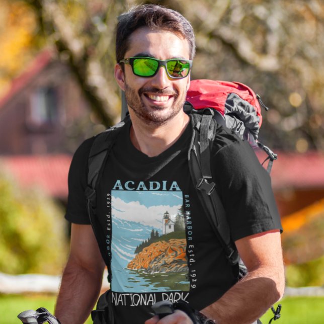 Acadia Nationalpark Bar Harbour Leuchtturm Vintag T-Shirt (Von Creator hochgeladen)