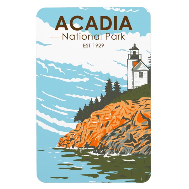 Acadia Nationalpark Bar Harbour Lighthouse Magnet (Vertikal)