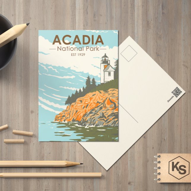 Acadia Nationalpark Bar Harbour Lighthouse Postkarte (Von Creator hochgeladen)