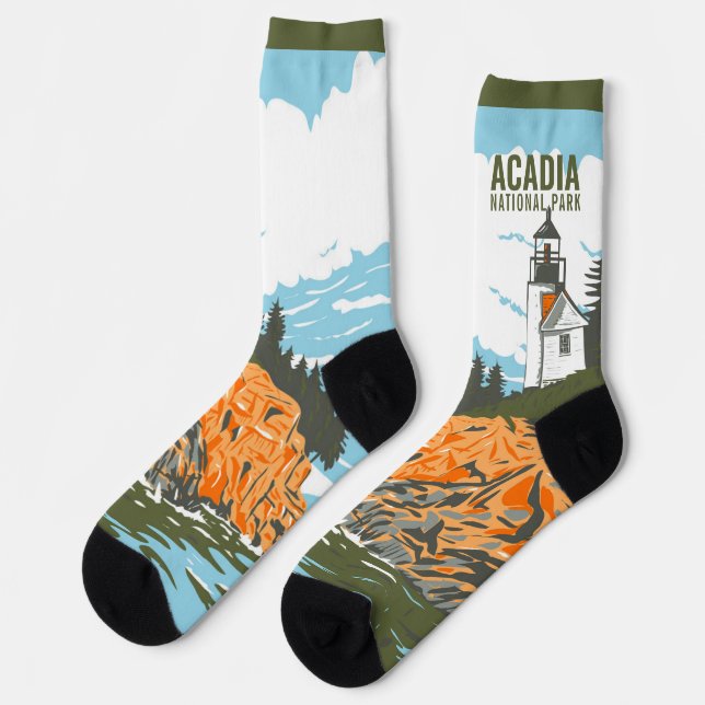 Acadia Nationalpark Bar Harbour Lighthouse Socken (Linkes Detail)