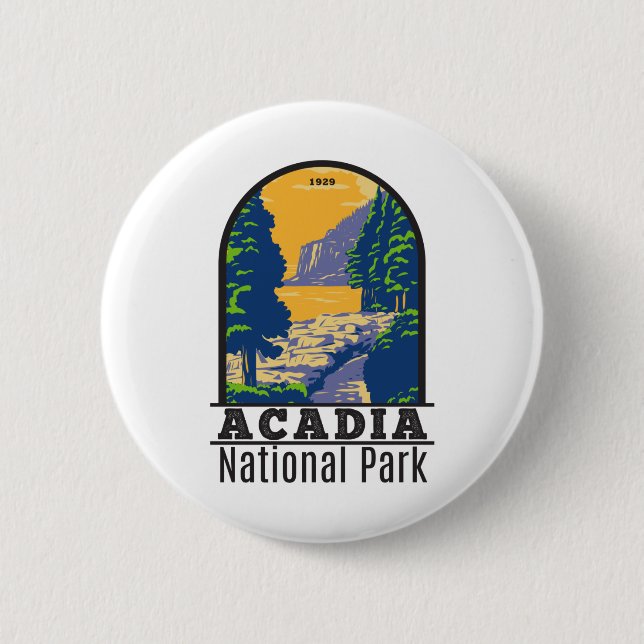 Acadia Nationalpark Bar Harbour Ocean Path Button (Vorderseite)