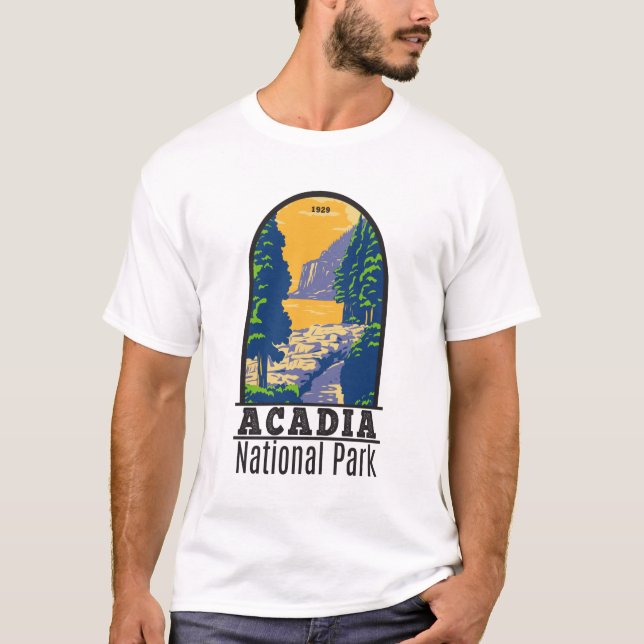 Acadia Nationalpark Bar Harbour Ocean Path Maine T-Shirt (Vorderseite)