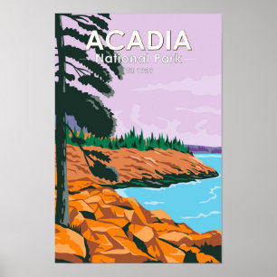 Acadia Nationalpark Bar Harbour Vintag Poster