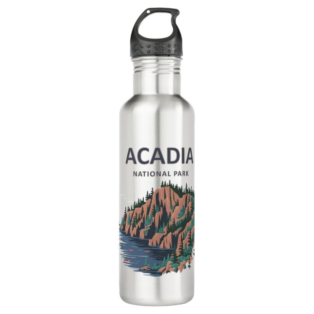 Acadia Nationalpark Cadillac Edelstahlflasche (Vorderseite)